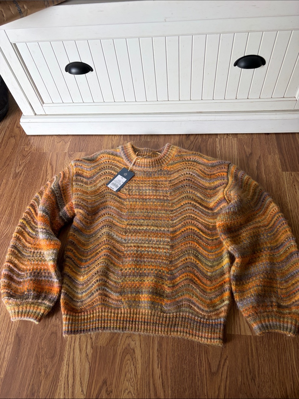 Universal Thread Women's Crewneck Sweater in Orange and Brown Stripes